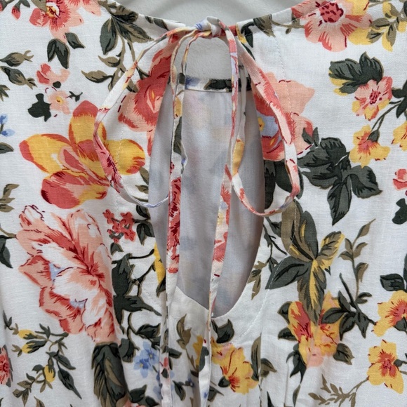 Faithfull the Brand Riso Linen Midi Dress Puff Sleeve Floral Multi Size S - Picture 9 of 12